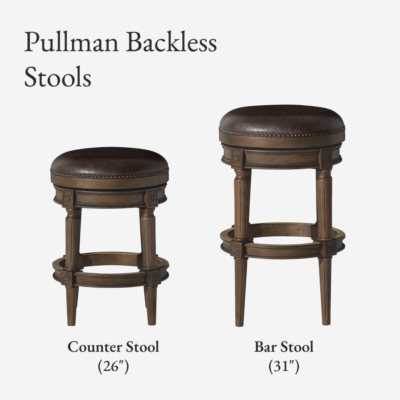 27" Pullman backless swivel counter height kitchen stool - walnut finish with marksman saddle vegan leather in Stools by Maven Lane