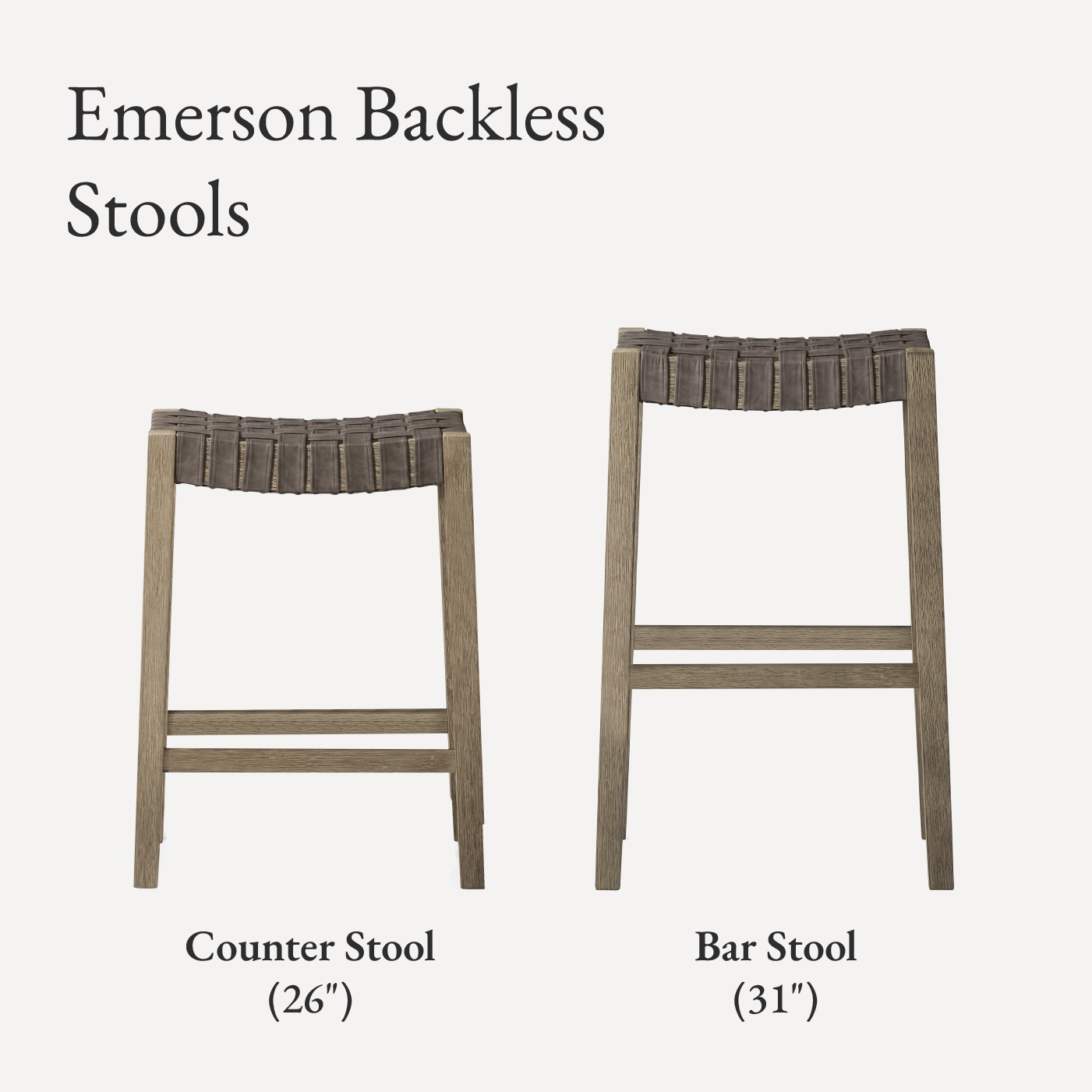 Emerson Bar Stool In Weathered Grey Wood Finish With Ronan Stone Vegan Leather in Stools by Maven Lane