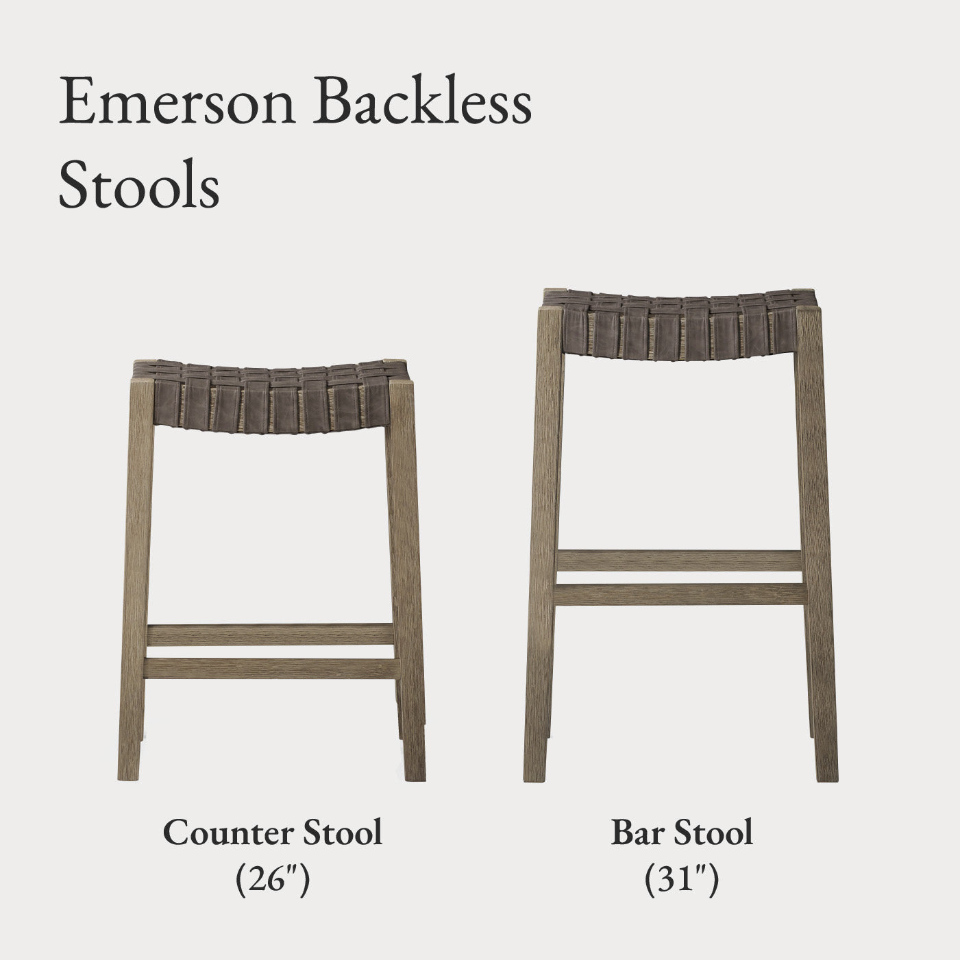 Emerson Bar Stool In Grey Finish & Grey Woven Leather Seat in Stools by Maven Lane