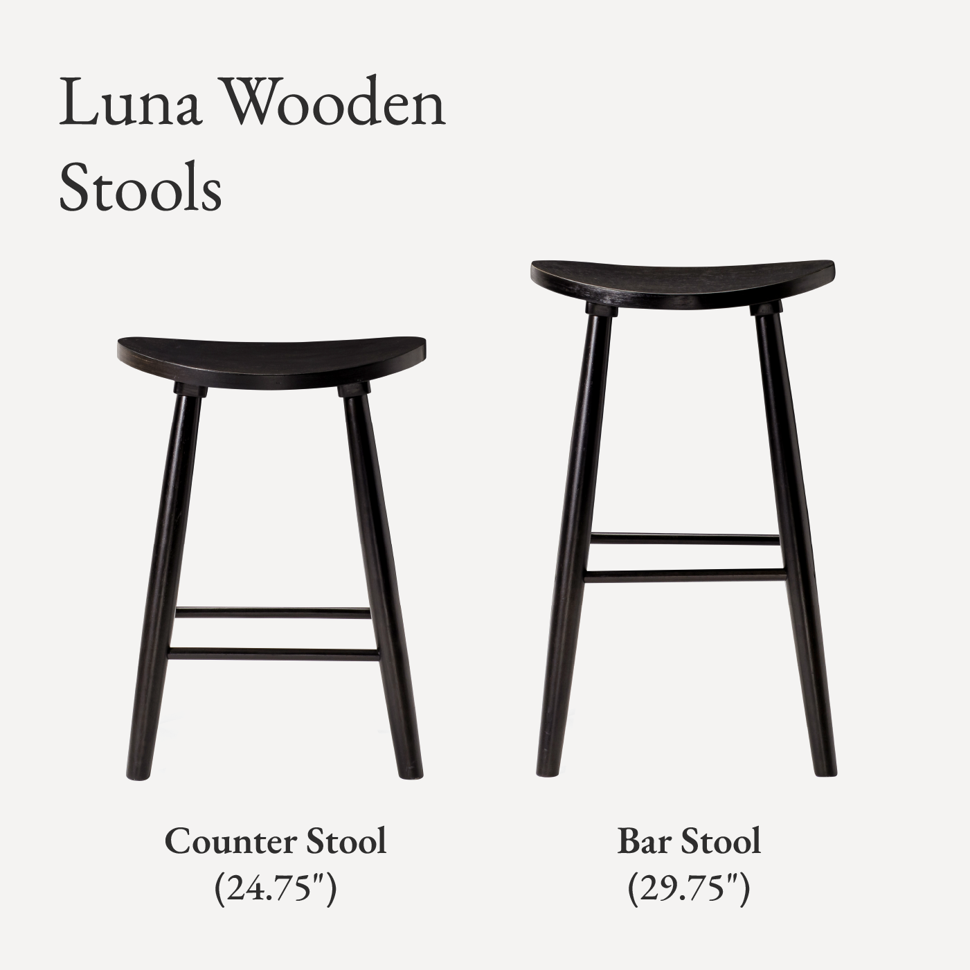 30" Luna bar stool in rustic black wood finish in Stools by Maven Lane