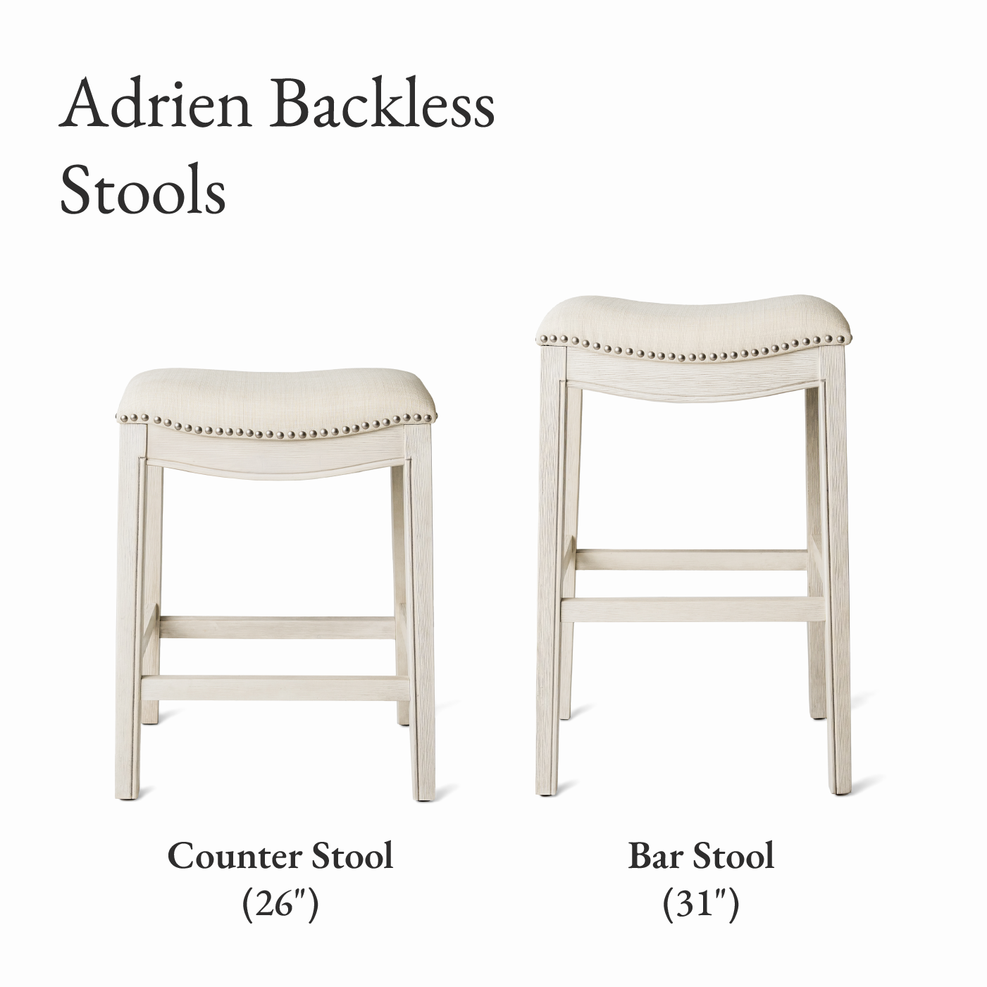 Adrien Saddle Bar Stool In White Oak Finish With Natural Fabric Upholstery in Stools by Maven Lane