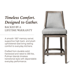 Vienna Swivel Counter Stool in Grey Finish with Grey Fabric in Stools by Maven Lane