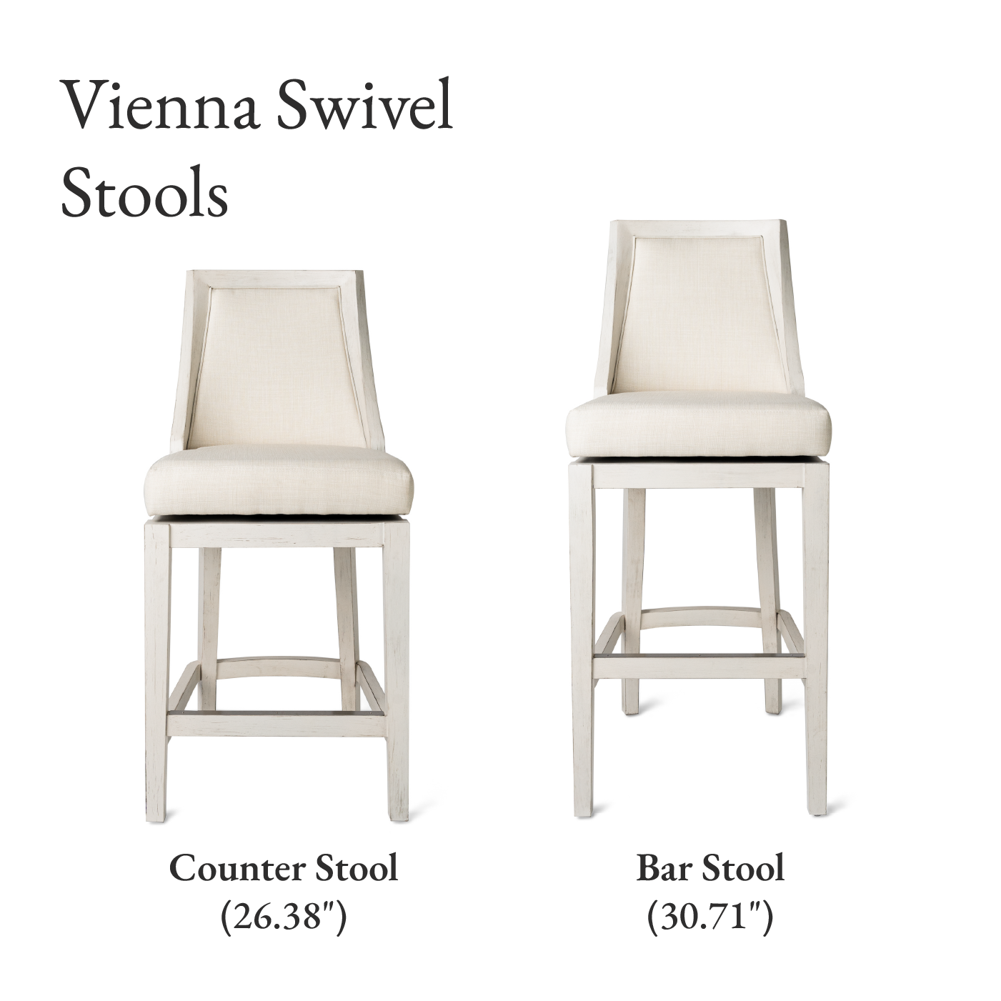 26" Vienna Swivel Counter Stool in Cream Finish with Natural Fabric in Stools by Maven Lane