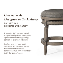 Pullman Backless Counter Stool in Grey Finish with Grey Faux Leather in Stools by Maven Lane