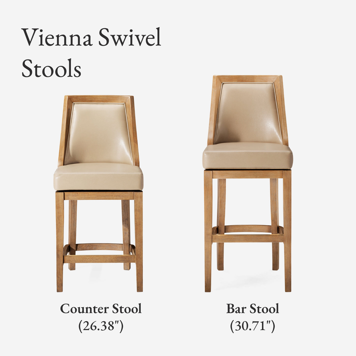 Vienna Swivel Bar Stool in Brown Finish with Beige Faux Leather in Stools by Maven Lane