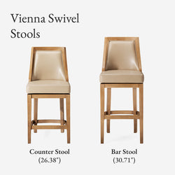 Vienna Swivel Bar Stool in Light Brown Finish with Beige Faux Leather in Stools by Maven Lane