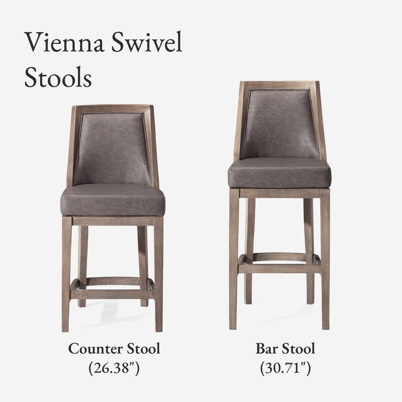 Vienna Swivel Counter Stool in Grey Finish with Grey Faux Leather in Stools by Maven Lane
