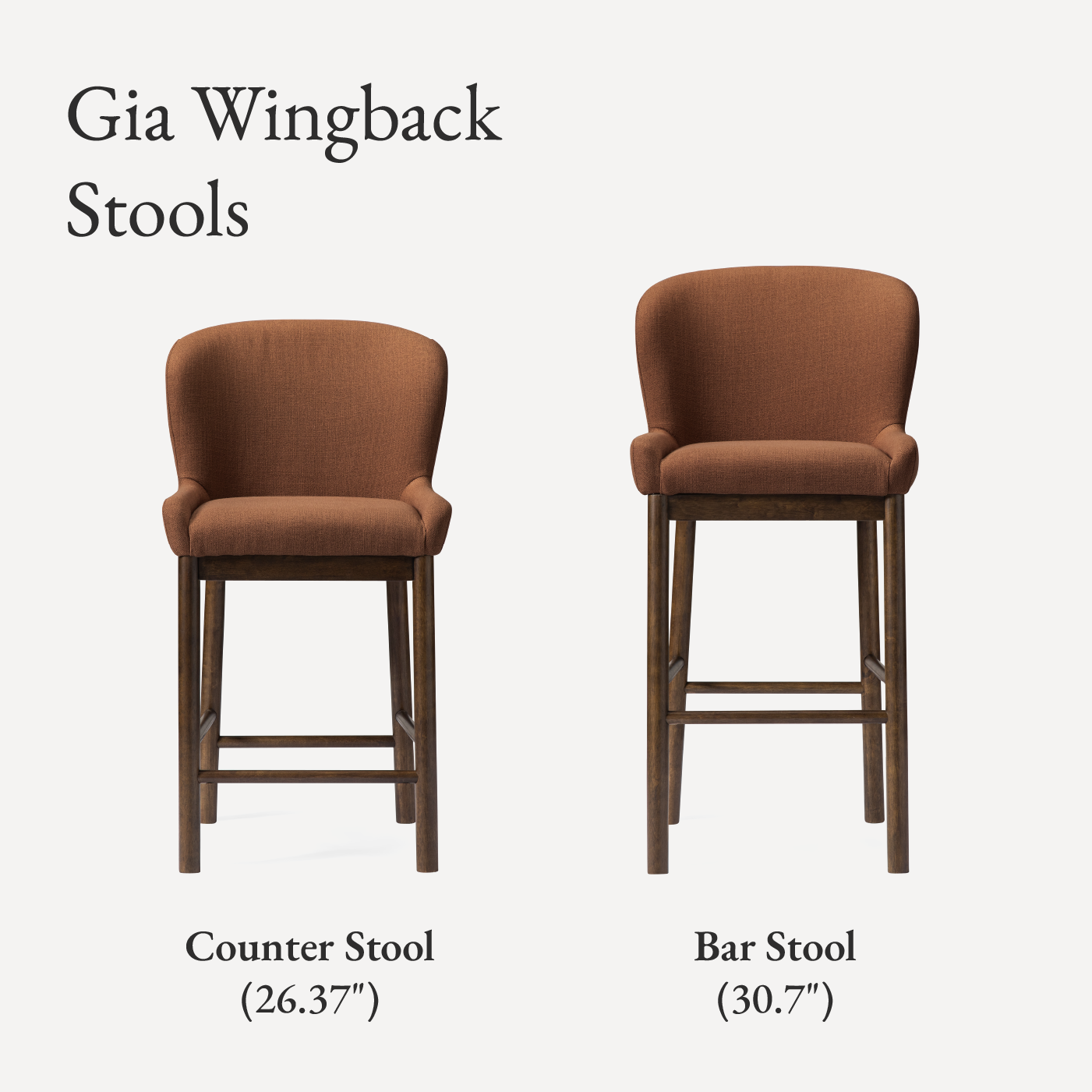 31" Gia bar stool in aged brown finish with clay canvas fabric in Stools by Maven Lane