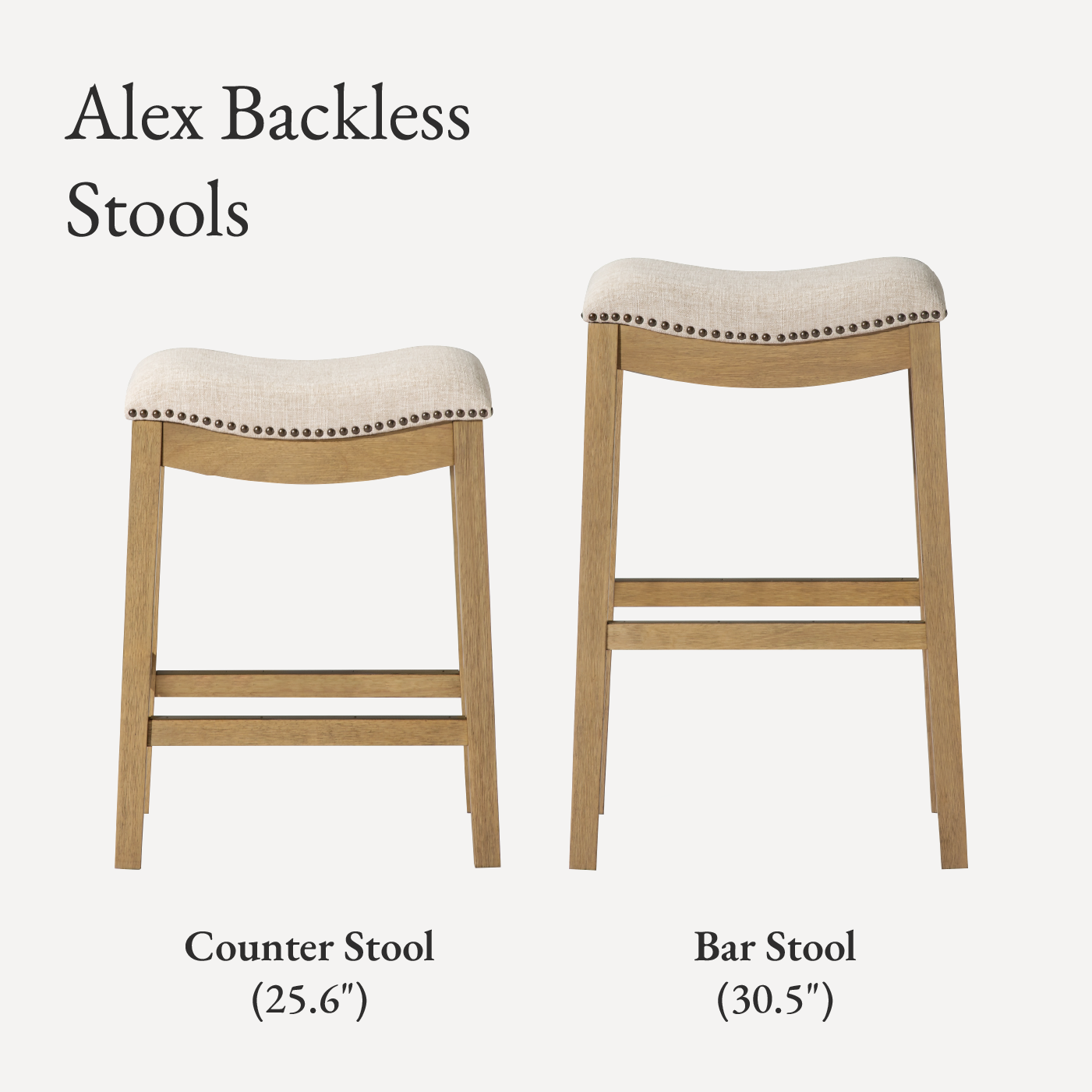 Alex Counter Height Kitchen Stool - Aged Natural Finish With Wheat Fabric Upholstery in Stools by Maven Lane