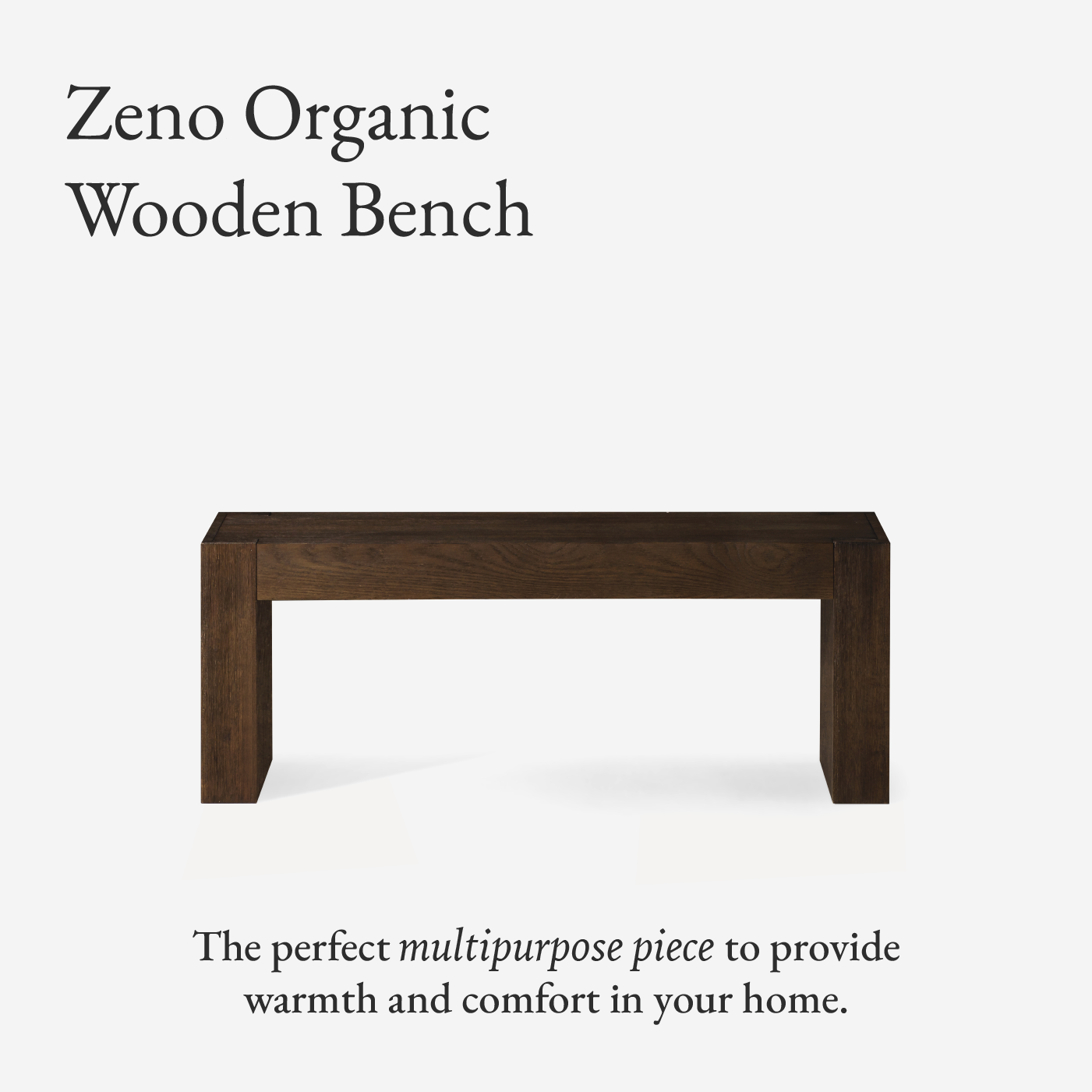 Zeno Organic Wooden Bench in Weathered Brown Finish in Bench by Maven Lane