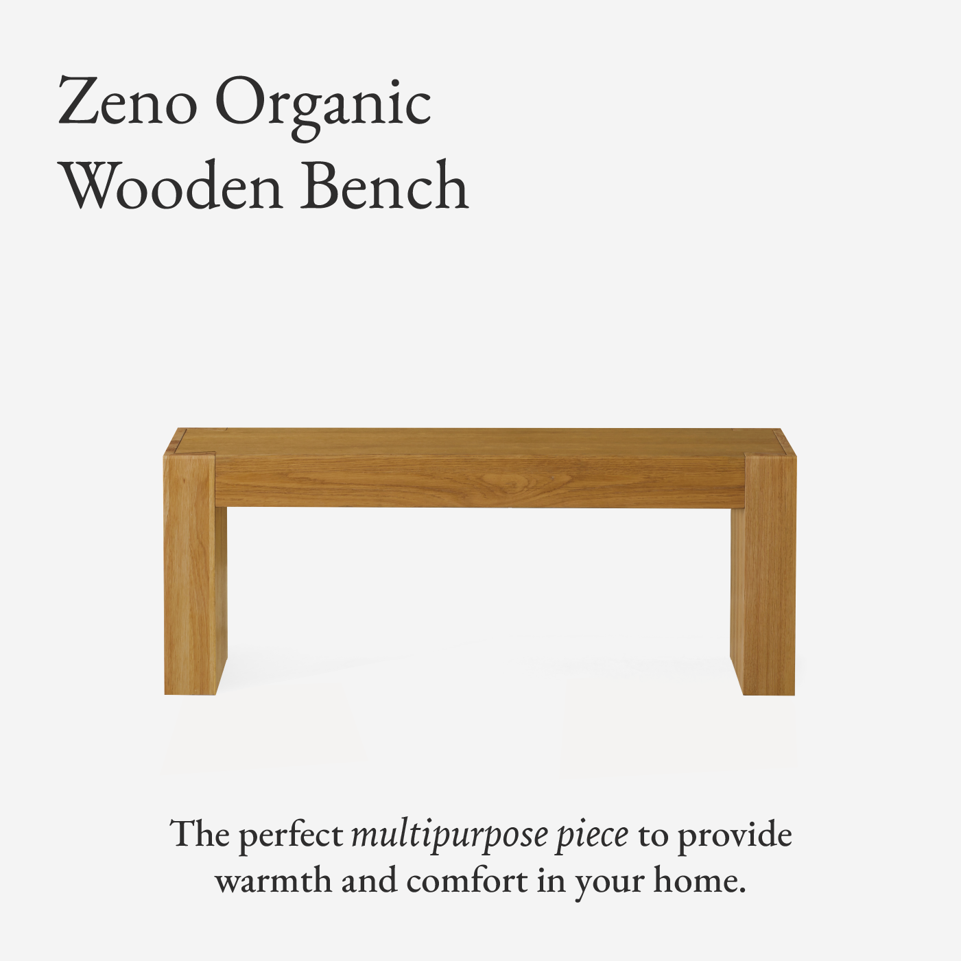 Zeno Organic Wooden Bench in Weathered Natural Finish in Bench by Maven Lane