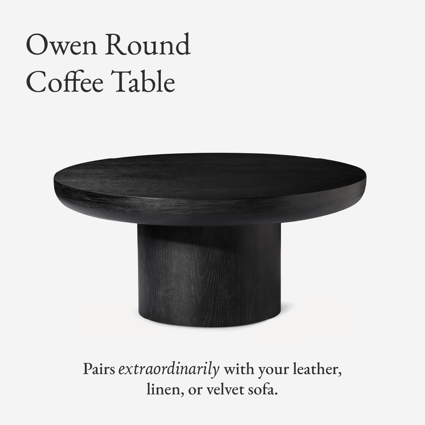 Owen Rustic Circular Wooden Coffee Table In Aged Black in Accent Tables by Maven Lane