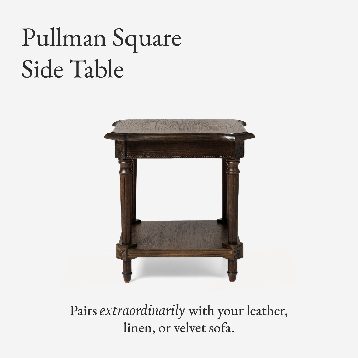 Pullman Traditional Square Wooden Side Table in Antiqued Brown Finish in Side Table by Maven Lane