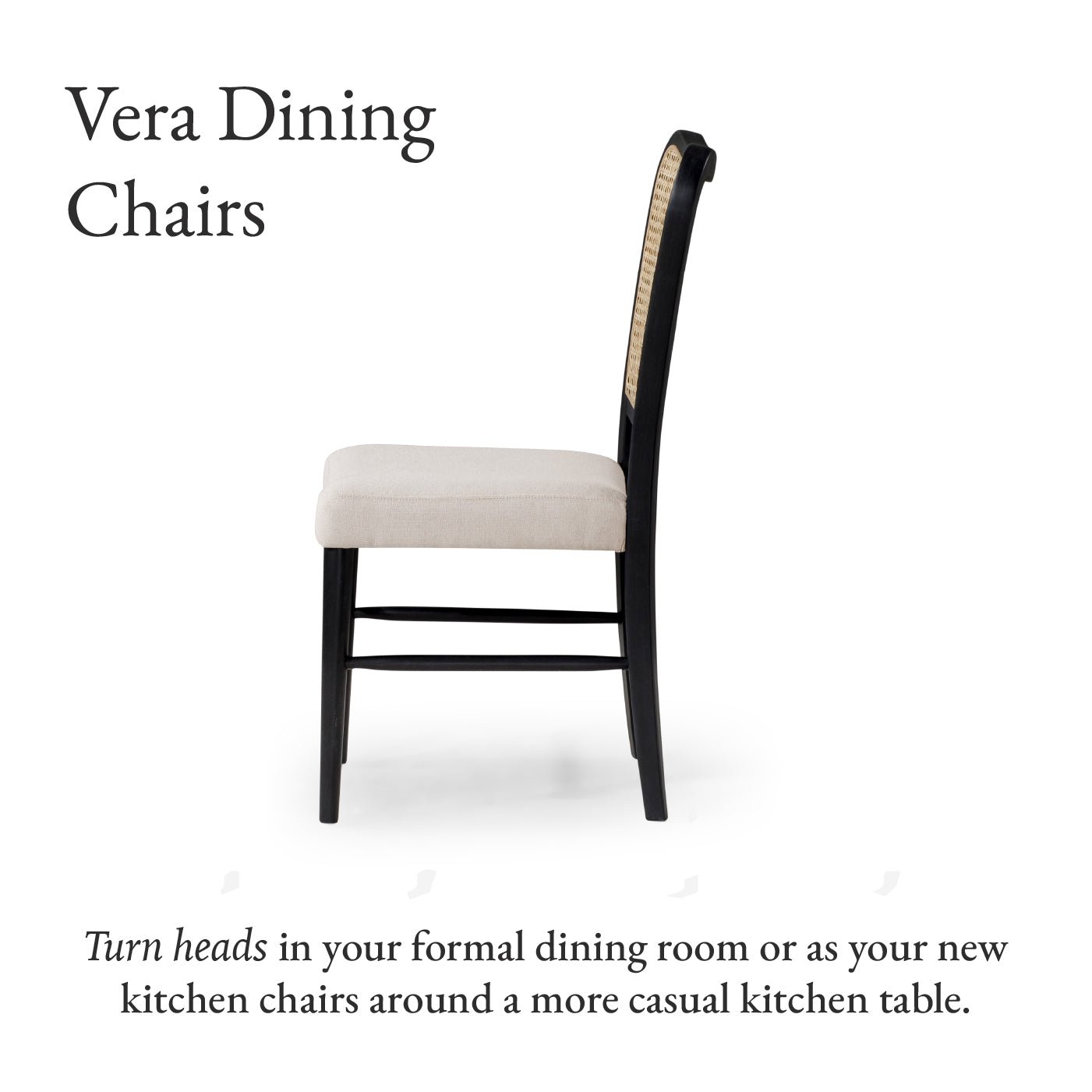 Vera Dining Chair in Aged Black with Dove Weave Fabric, Set of 2 in Dining Chair by Maven Lane