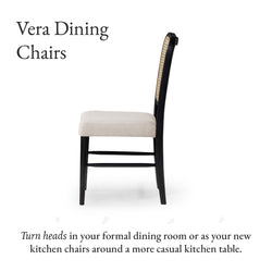 Vera Dining Chair in Black Finish with Light Grey Fabric Upholstery, Set of 2 in Dining Chair by Maven Lane