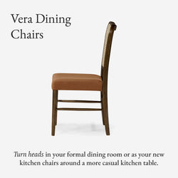 Vera Dining Chair in Brown Finish and Brown Canvas Fabric Upholstery, Set of 2 in Dining Chair by Maven Lane