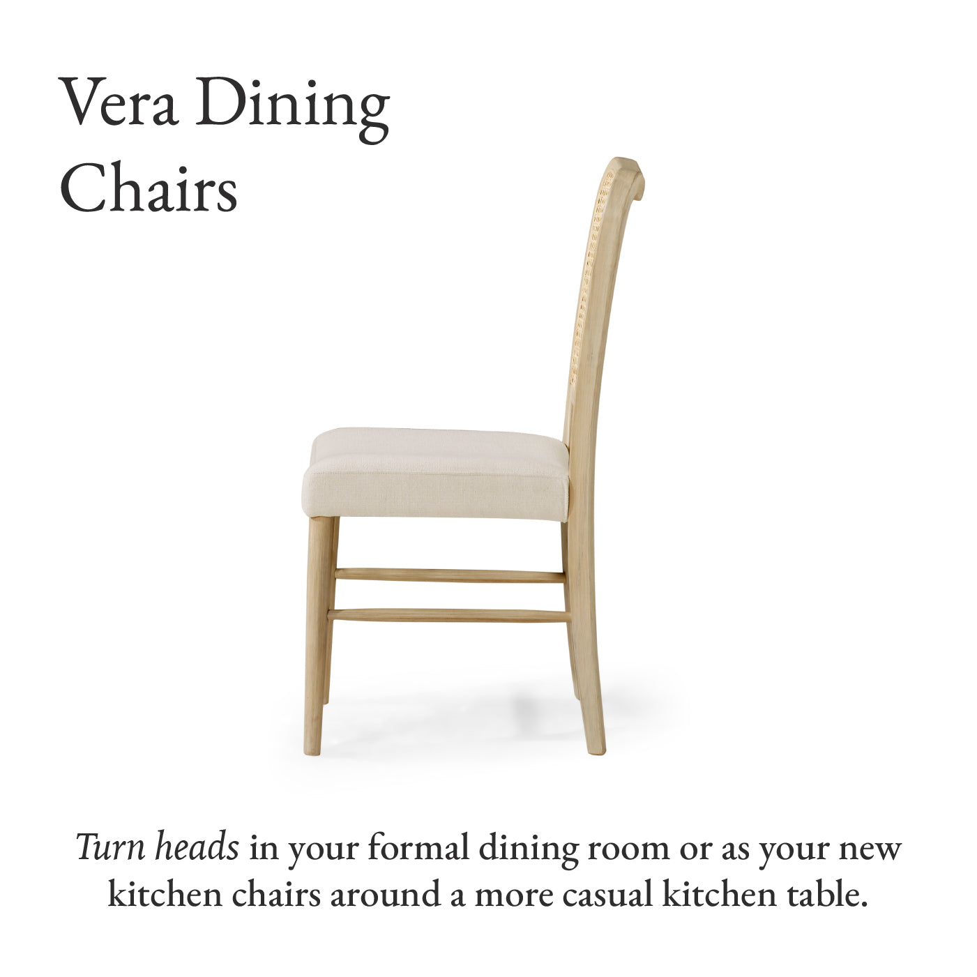 Vera Dining Chair in Aged White with Cream Weave Fabric, Set of 2 in Dining Chair by Maven Lane