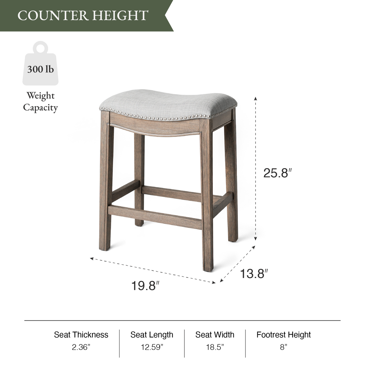 Adrien Saddle Counter Stool in Grey Finish with Grey Fabric in Stools by Maven Lane