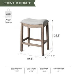 Adrien Saddle Counter Stool in Grey Finish with Grey Fabric in Stools by Maven Lane