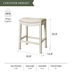 Adrien Saddle Counter Stool in Cream Finish and Cream Fabric in Stools by Maven Lane