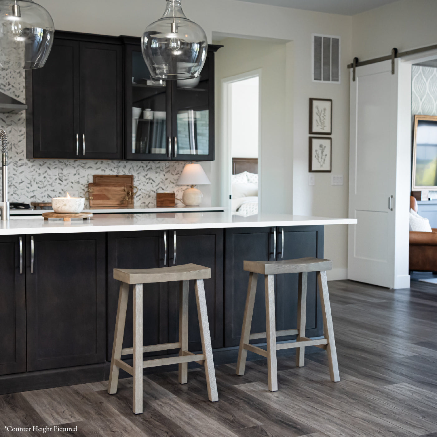 31" Vincent Barstool in Antiqued Grey Finish in Stools by Maven Lane