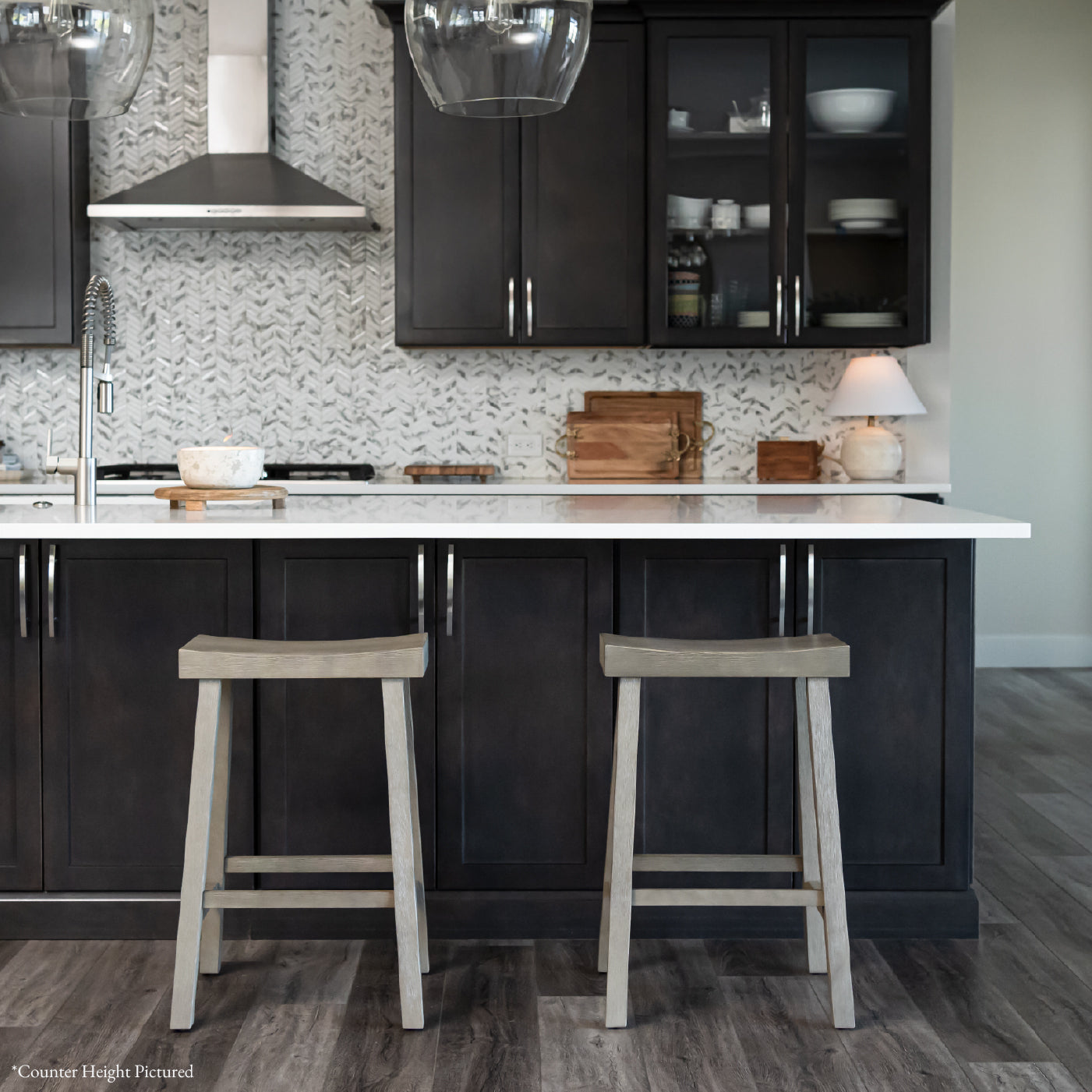 31" Vincent Barstool in Antiqued Grey Finish in Stools by Maven Lane