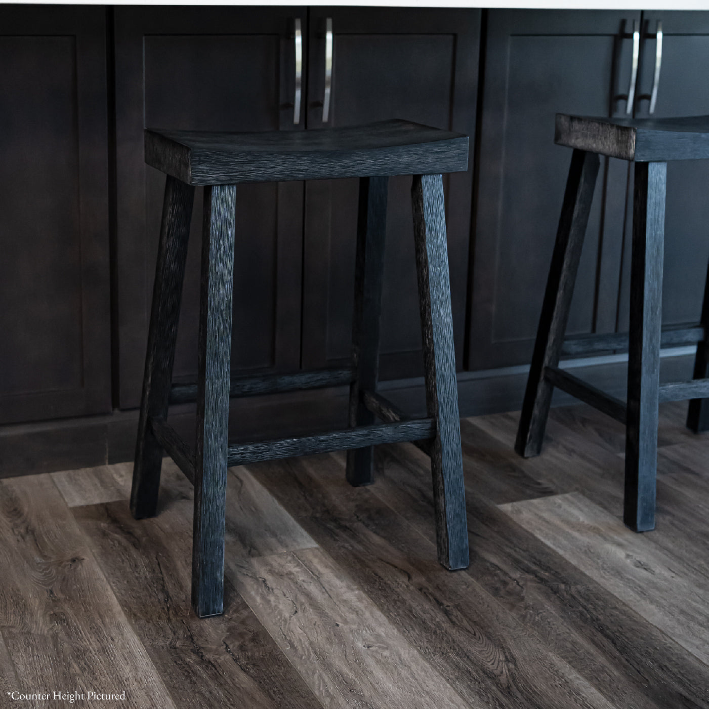 31" Vincent Barstool in Antiqued Black Finish in Stools by Maven Lane