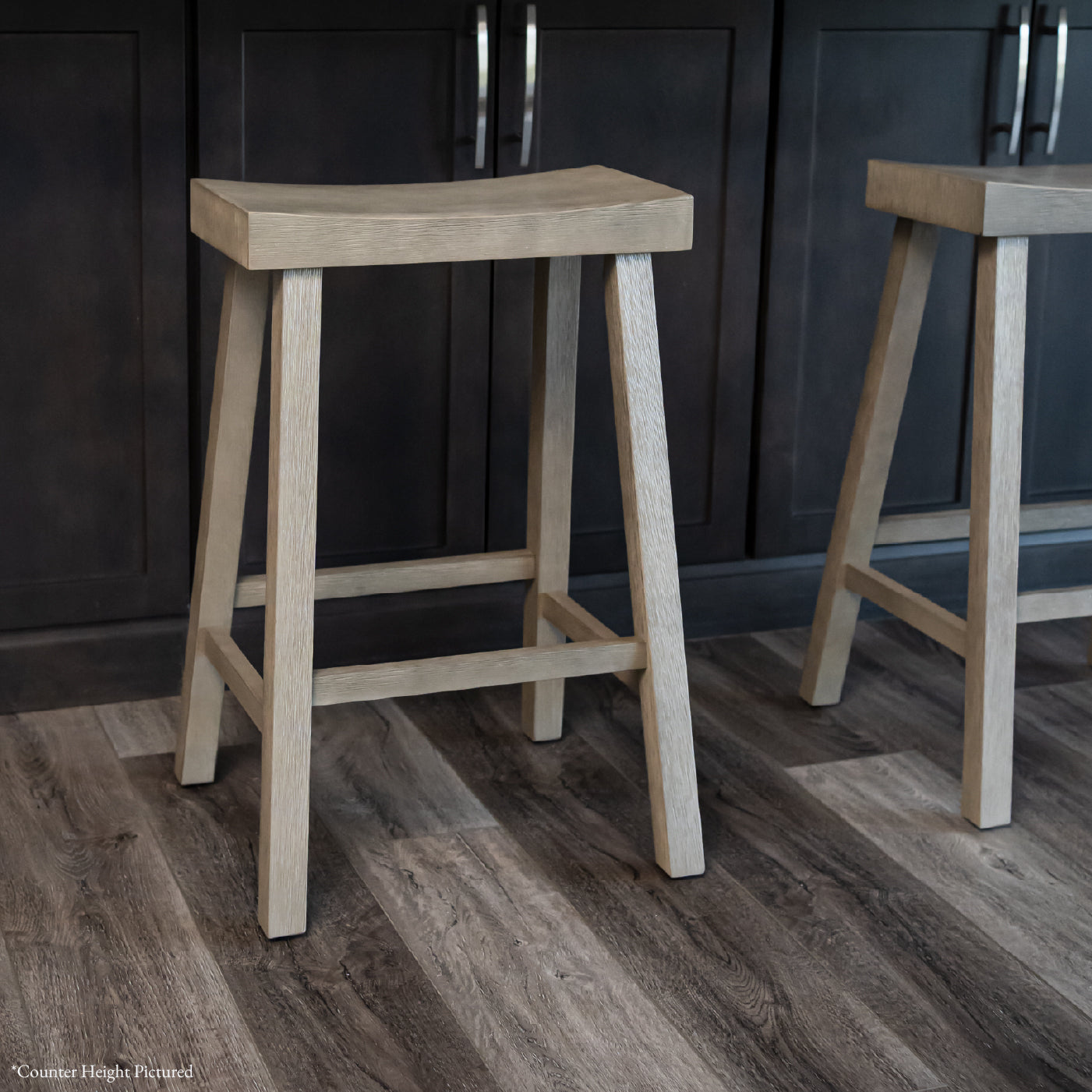 31" Vincent Barstool in Antiqued Grey Finish in Stools by Maven Lane