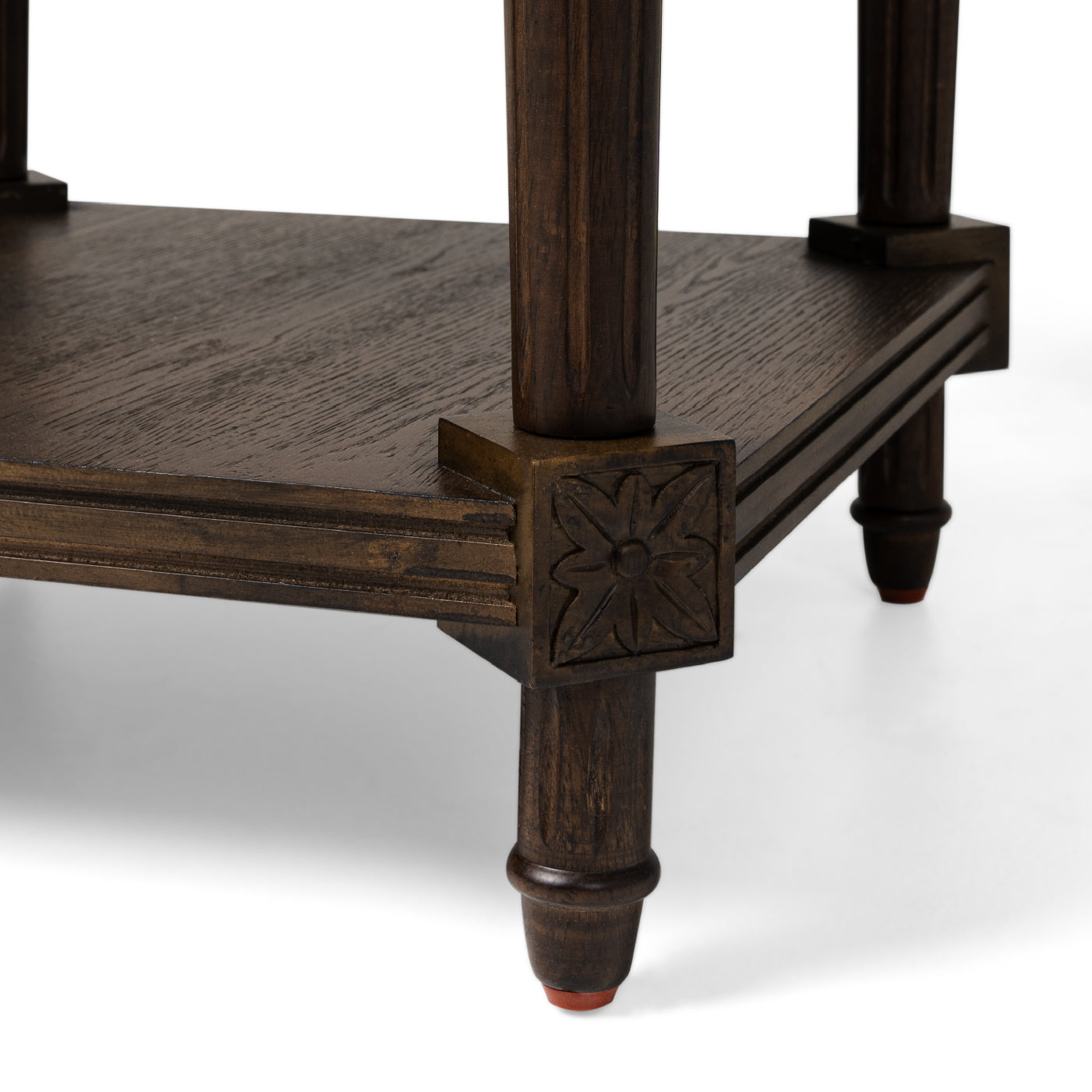 Pullman Traditional Square Wooden Side Table in Antiqued Brown Finish in Side Table by Maven Lane