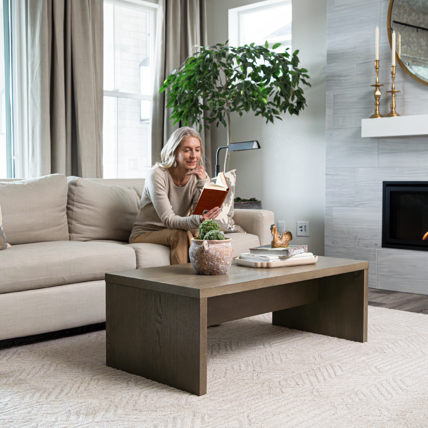 Zeno Rectangular Coffee Table in Aged Grey