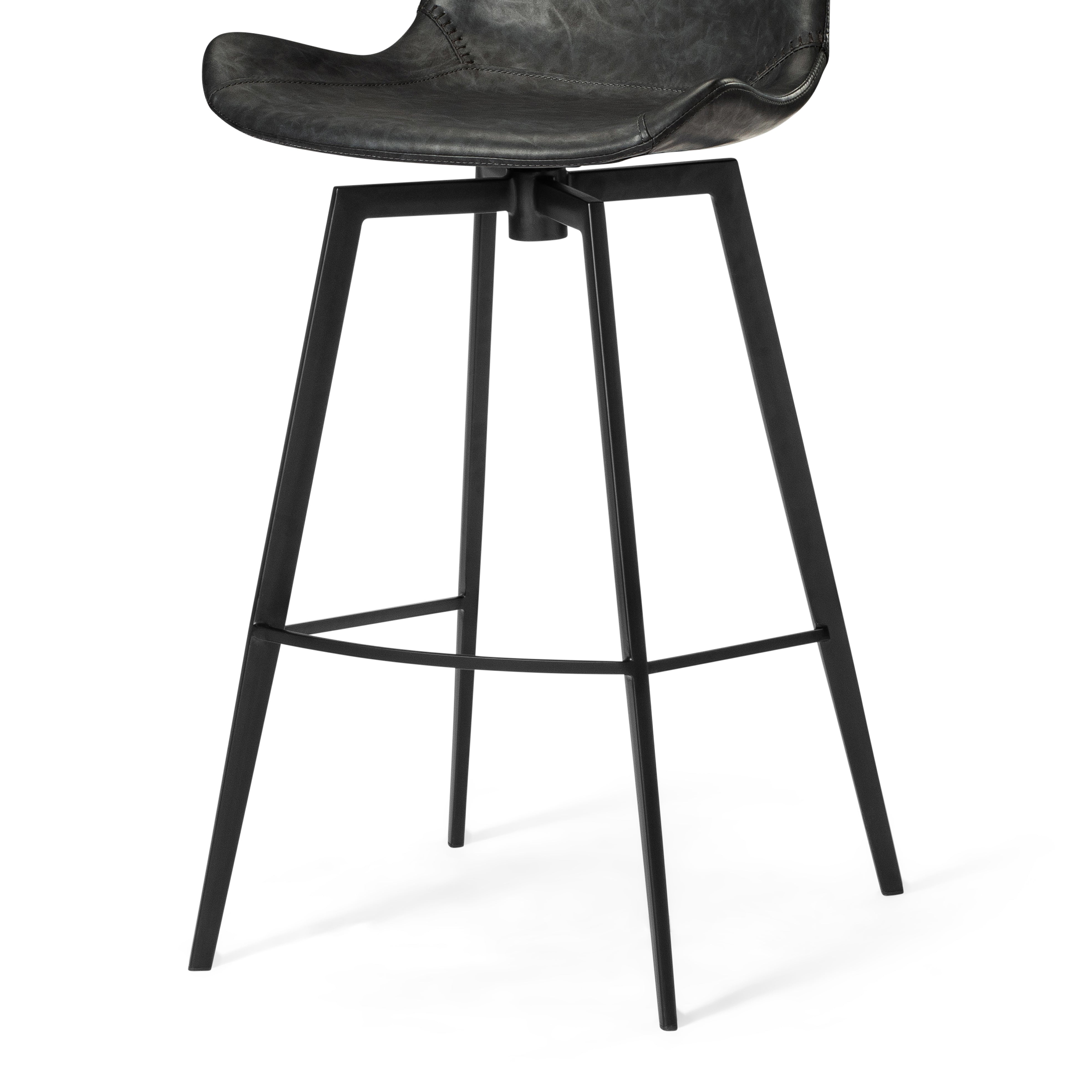 30" Victor Bar Stool in Black Finish with Dark Grey Faux Leather in Stools by Maven Lane