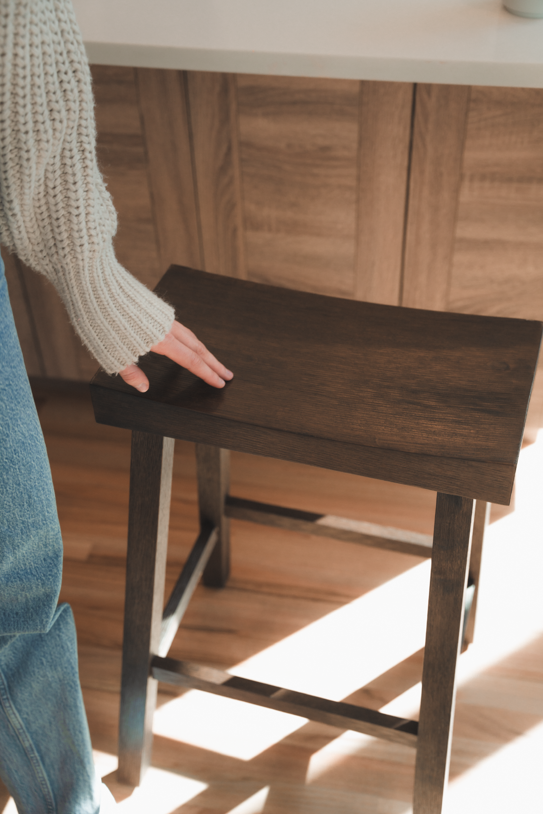 Vincent Counter Height Kitchen Stool - Antiqued Brown Finish in Stools by Maven Lane