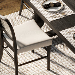 Vera Dining Chair in Black Finish with Light Grey Fabric Upholstery, Set of 2 in Dining Chair by Maven Lane