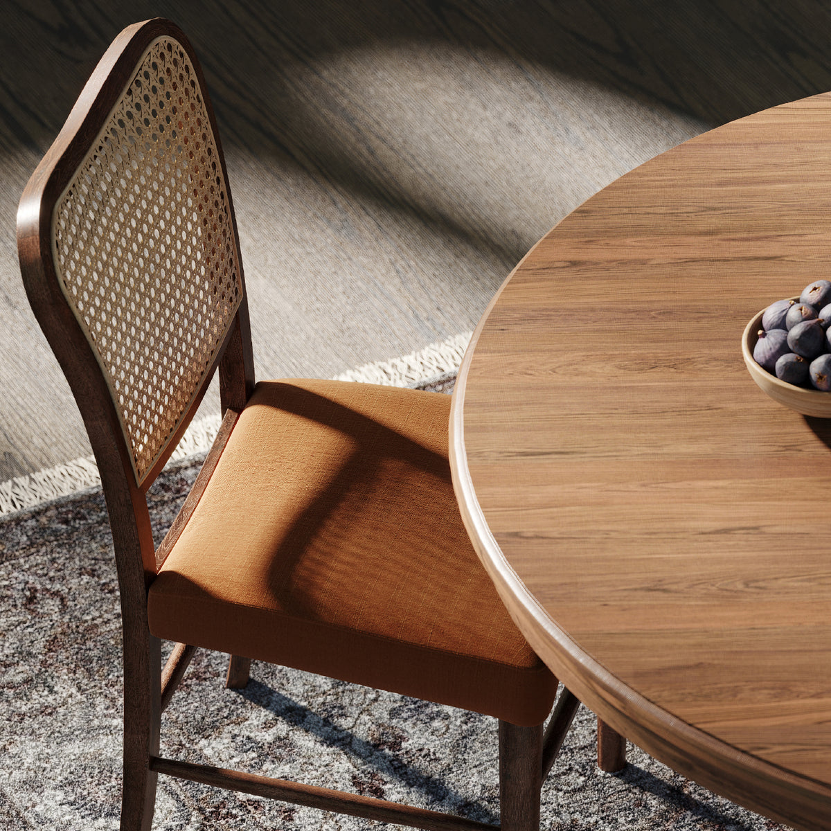 Vera Dining Chair in Brown Finish and Brown Canvas Fabric Upholstery, Set of 2 in Dining Chair by Maven Lane