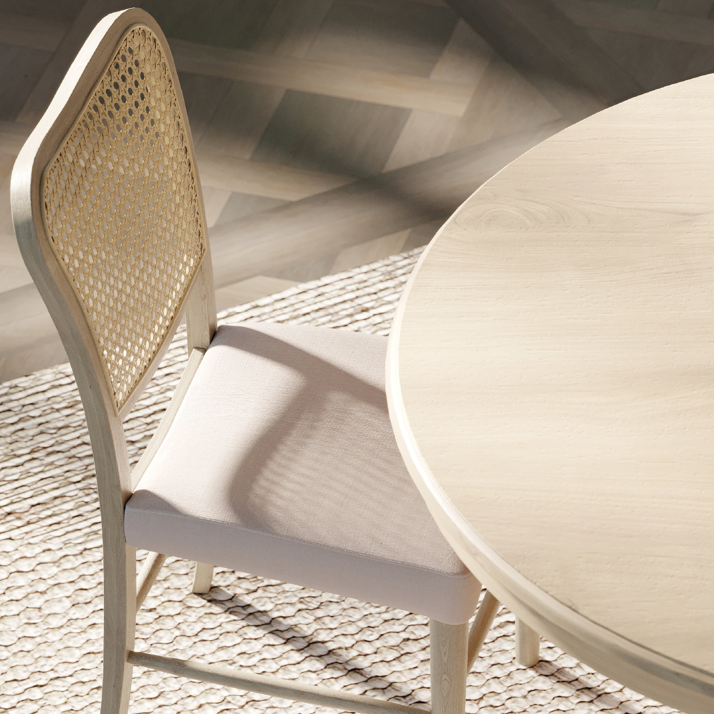 Vera Dining Chair in Aged White with Cream Weave Fabric, Set of 2 in Dining Chair by Maven Lane
