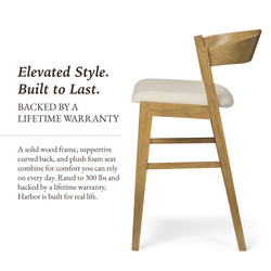 Harbor Counter Stool in Aged Natural with Light Beige Fabric Upholstery in Maven Lane by Maven Lane