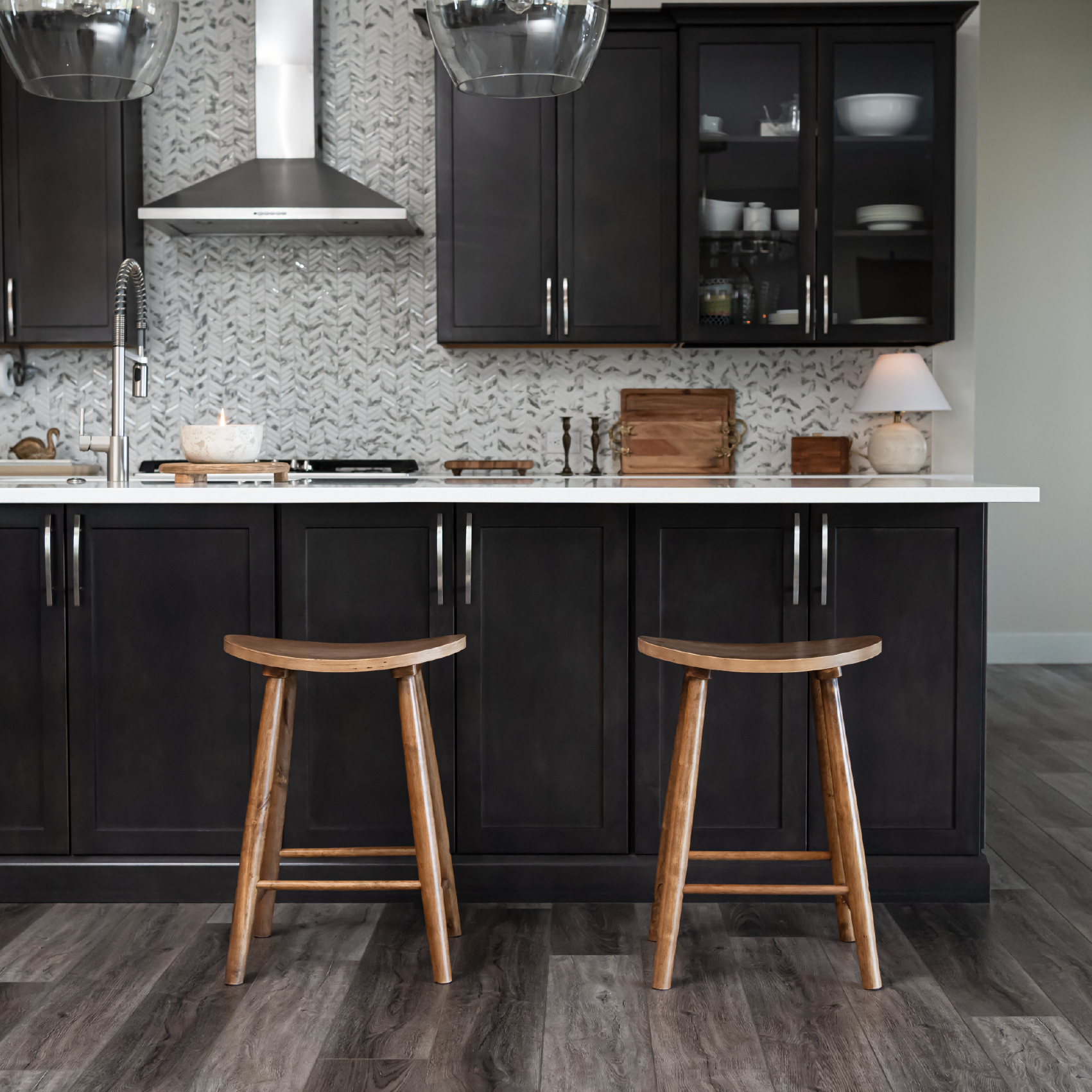 Luna Counter Height Kitchen Stool - Rustic Natural Wood Finish in Stools by Maven Lane