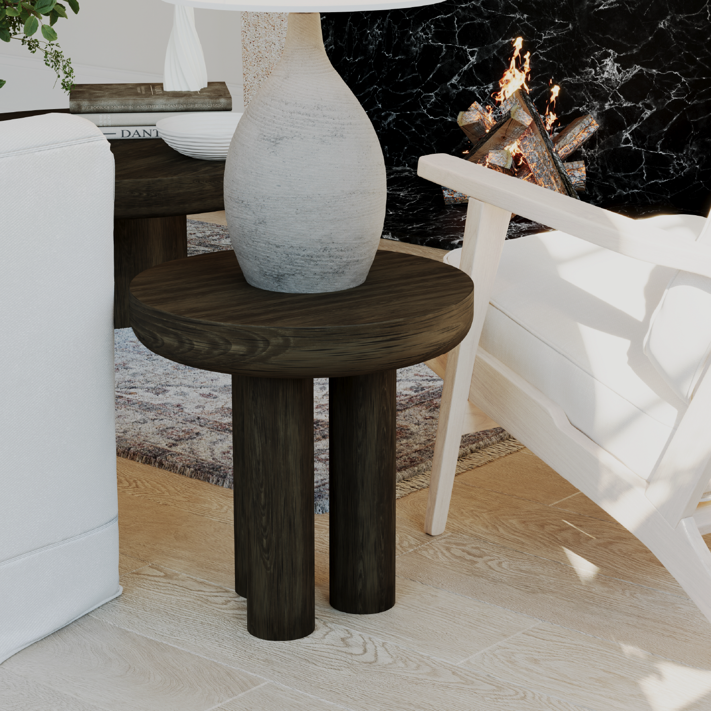 Owen rustic wooden side table in aged brown in Accent Tables by Maven Lane