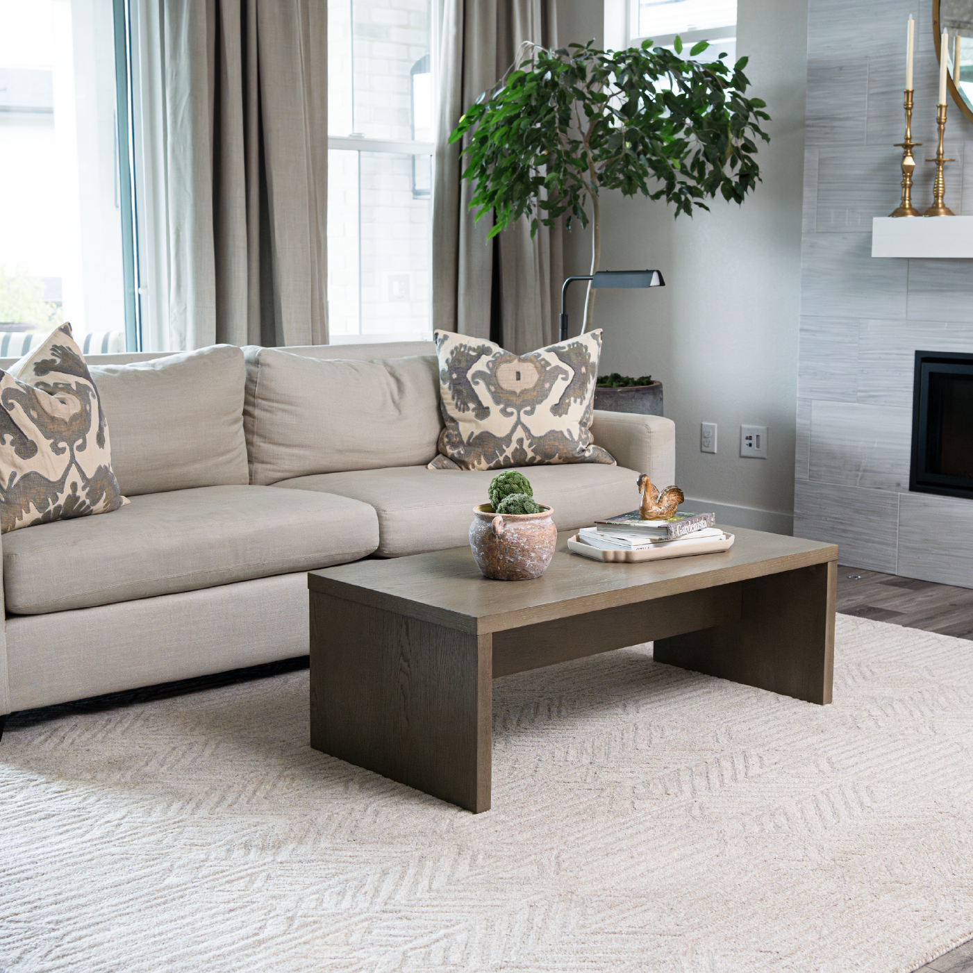 Zeno Rectangular Coffee Table in Aged Grey