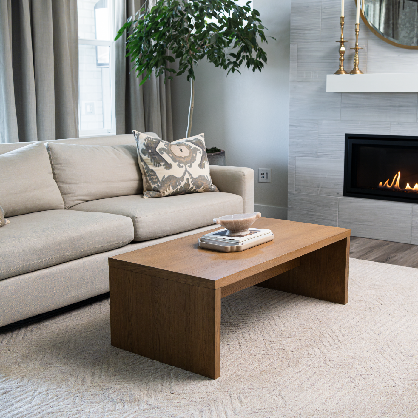 Zeno Rectangular Coffee Table in Aged Natural in Coffee Table by Maven Lane
