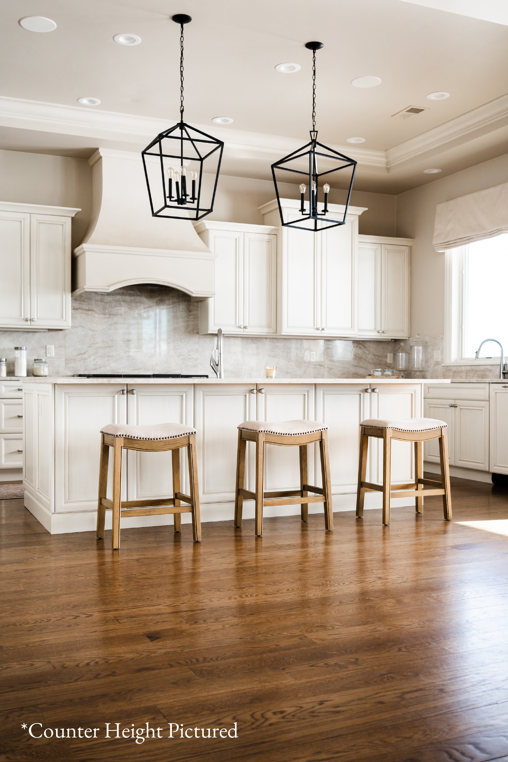 Adrien Saddle Bar Stool in Natural Wood Finish w/ Wheat Fabric Upholstery in Stools by Maven Lane