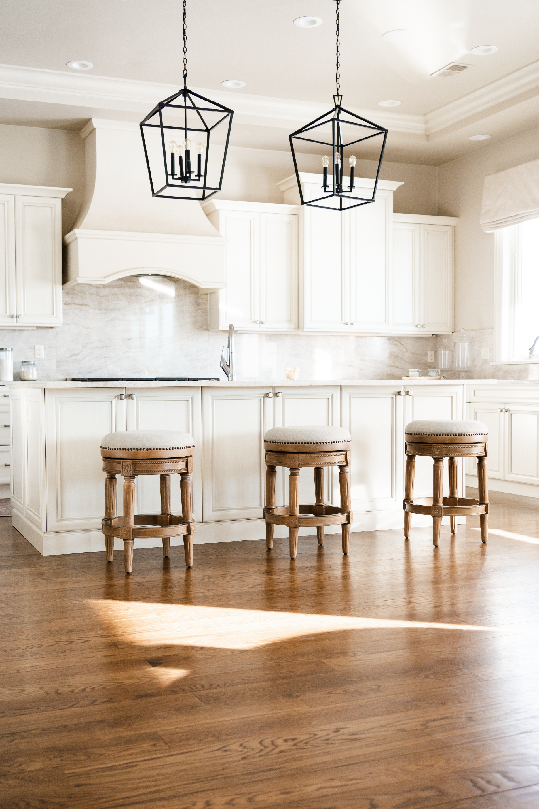 27" Pullman backless swivel counter height kitchen stool - weathered oak finish with sand color fabric upholstery in Stools by Maven Lane