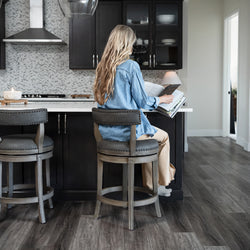 Alexander Counter Stool in Grey Finish with Grey Faux Leather Upholstery in Stools by Maven Lane