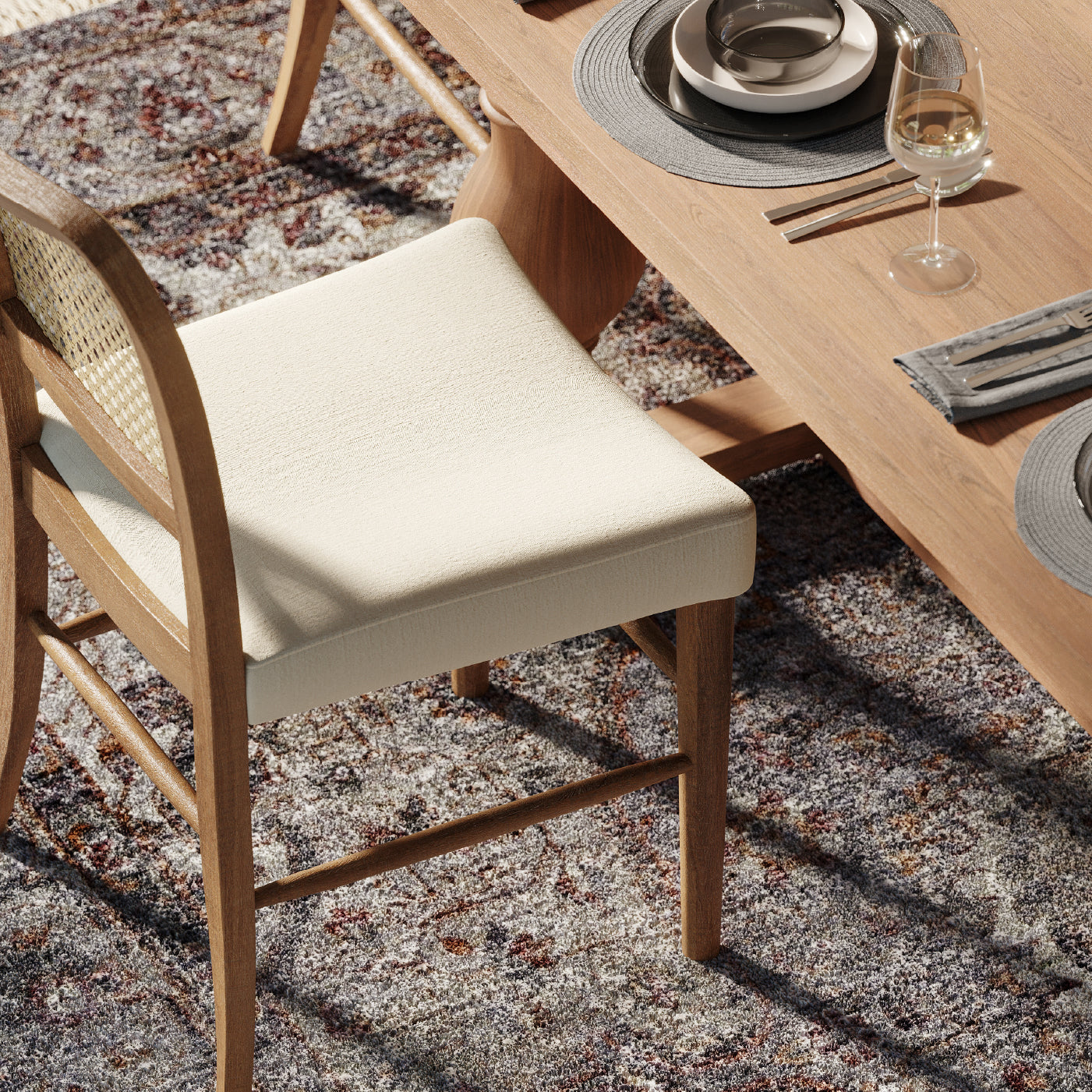 Vera Dining Chair in Aged Natural with Taupe Linen Fabric, Set of 2 in Dining Chair by Maven Lane