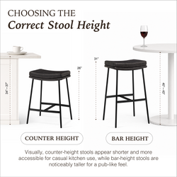 Berkley Counter Height Saddle Stool – Charcoal Faux Leather & Matte Black in Maven Lane by Maven Lane