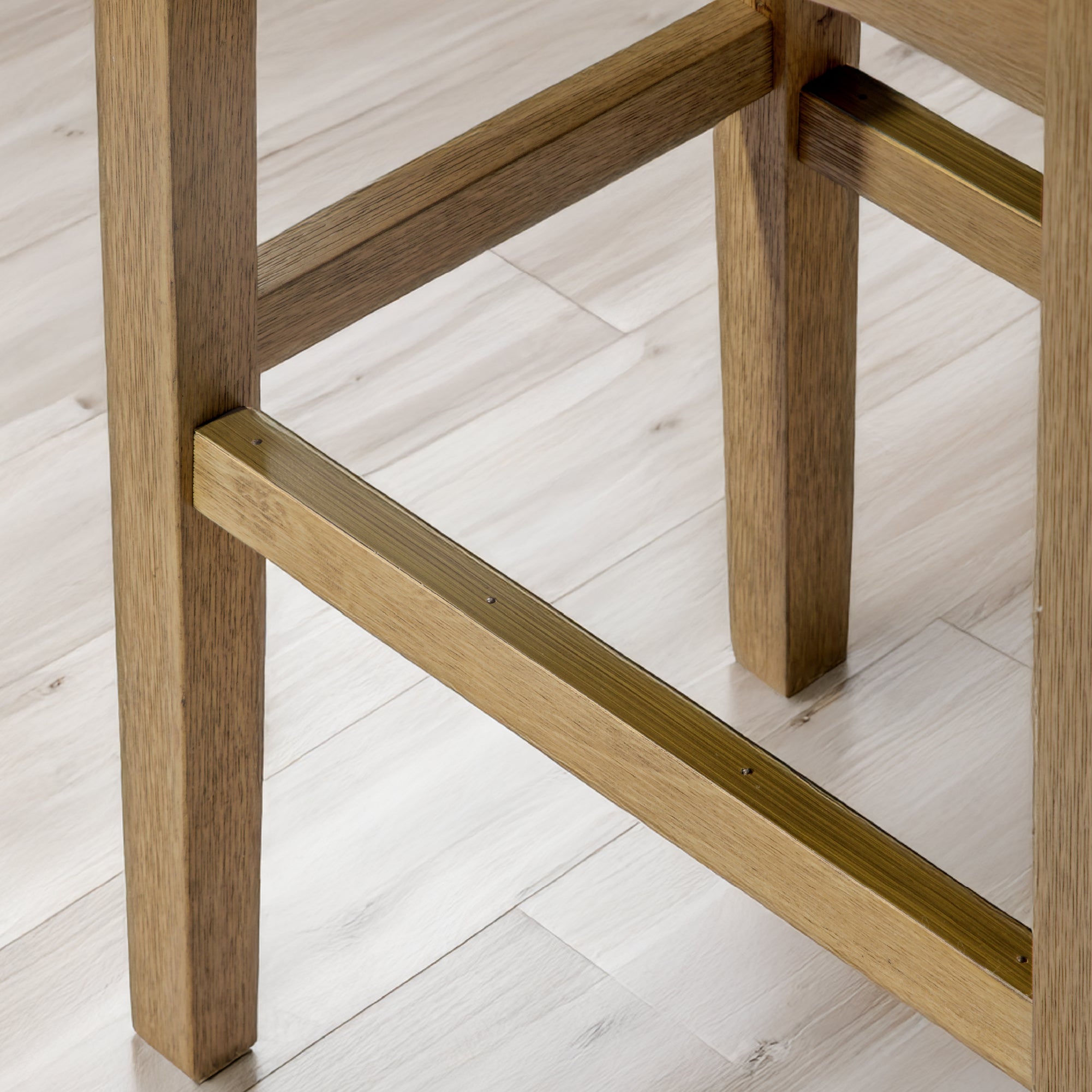 Alex Counter Stool in Aged Natural Finish with Wheat Fabric Upholstery in Stools by Maven Lane