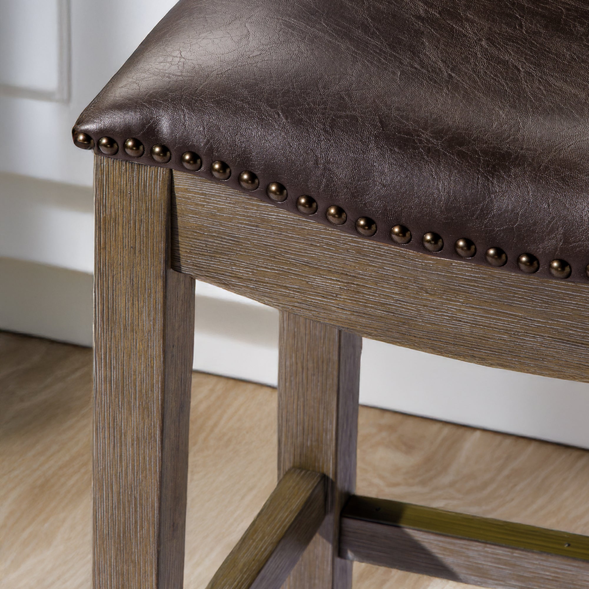 Alex Bar Stool in Walnut Finish with Marksman Saddle Vegan Leather in Stools by Maven Lane