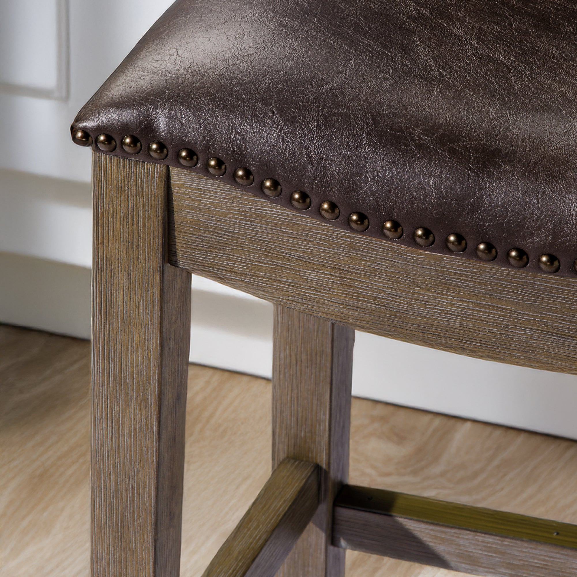 Alex Counter Stool in Walnut Finish with Marksman Saddle Vegan Leather in Stools by Maven Lane