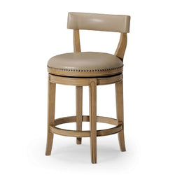 Alexander Counter Stool in Light Brown Finish with Beige Faux Leather Upholstery in Stools by Maven Lane