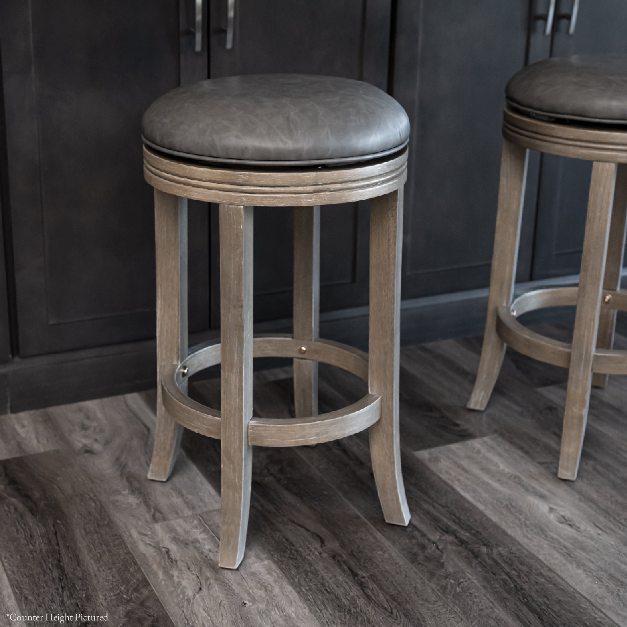 31" Eva Bar Stool in Reclaimed Oak Finish with Ronan Stone Vegan Leather in Stools by Maven Lane